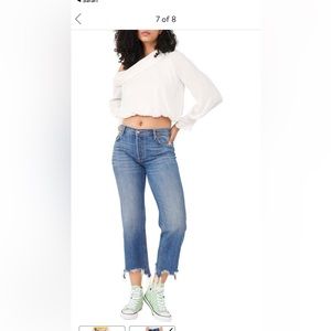 Free People We The Free Ripped Crop Straight Leg Jeans